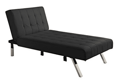 DHP Emily Linen Chaise Lounger, Stylish Design with Chrome Legs