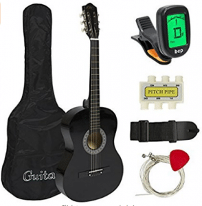 38" Black Acoustic Guitar Starter Package, Acoustic Guitar for Kids