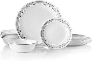 5. Corelle 18-Piece Service for 6, Mystic Gray Dinnerware Set