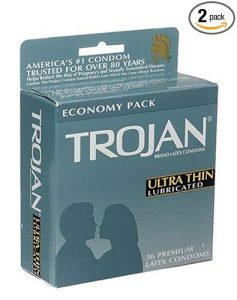 Trojan Ultra-Thin Latex Condoms Premium Lubricant 36-count Boxes