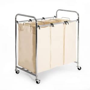 Seville Classics Mobile 3-Bag Heavy-Duty Laundry Hamper Sorter Cart