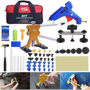 Fly5D 53Pcs Auto Body Paintless Dent Repair (PDR） Removal Tool Kits Dent Lifter Bridge Glue Puller Kits with Tool Bag