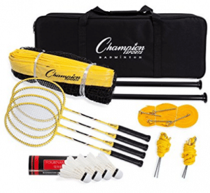 Champion Sports Outdoor Badminton Set: Net, Poles, 4 Rackets