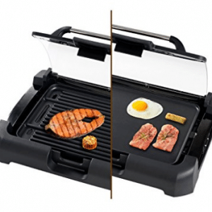 Secura GR-1503XL 1700W Electric Reversible 2 in 1 Grill Griddle w/ Glass Lid Indoor Outdoor