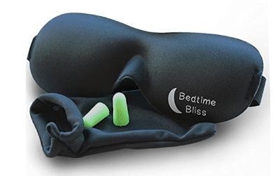 Bedtime Bliss BTB01 Contoured & Comfortable Black Sleep Mask with Moldex Ear Plugs
