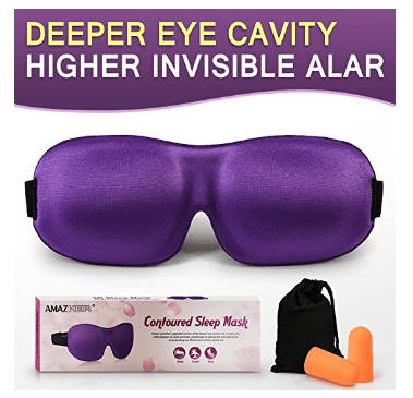 AMAZKER 3D Sleep Mask Upgraded Invisible Alar and Deep Orbit Eye Mask for Sleeping Anti