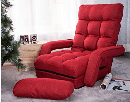 Merax Folding Lazy Sofa Floor Chair Sofa Lounger Bed with Armrests and a Pillow