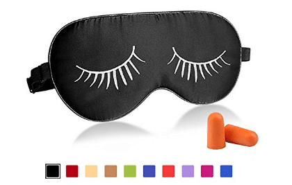 Fitglam Natural Silk Sleep Mask with Eyelashes Patterns & Free Ear Plugs
