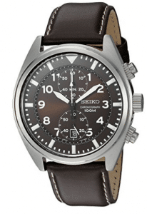Seiko Men's Brown Dial Brown Leather Strap Chronograph Watch