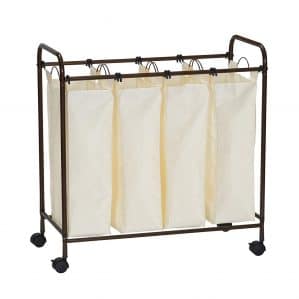 Household Essentials 7173 Rolling Quad Laundry Sorter with Removable Hamper Bags