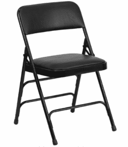 Flash Furniture HERCULES Series Curved Triple Braced & Double Hinged Black Vinyl Fabric Metal Folding Chairs
