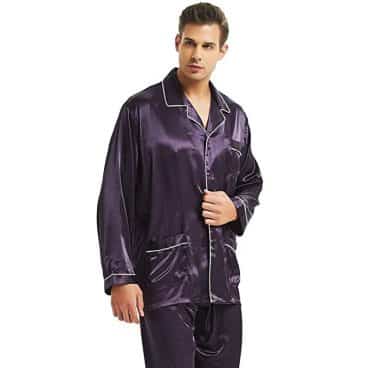 Mens Silk Satin Pajamas Set Sleepwear Loungewear 