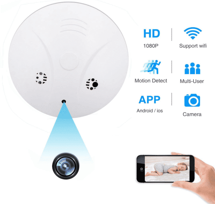 Spy Hidden Camera, ZDMYING WiFi Smoke Detector Camera