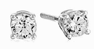 Certified 14k White Gold Diamond with Screw Back and Post Stud Earrings