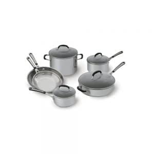 #4. Simply Calphalon Cookware Sets Stainless Steel 10 piece