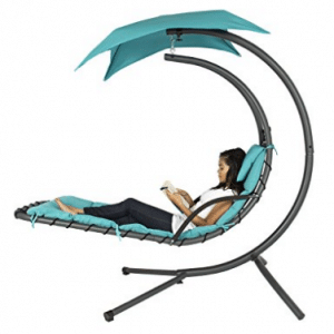 Best Choice Products Hanging Chaise Lounger Chair Arc Stand Air Porch Swing Hammock Chair Canopy Teal