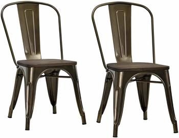 5. DHP Fusion Metal Dining Chair with Wood Seat