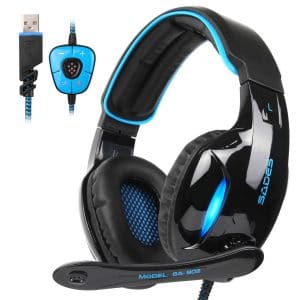 SADES Gaming Headset Headphone Stereo Channel USB wired with Mic Volume Control LED Light