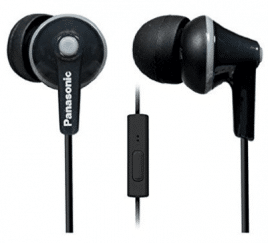 Panasonic ErgoFit In-Ear Earbuds Headphones with Mic/Controller RP-TCM125-K, Waterproof Bluetooth Headphones