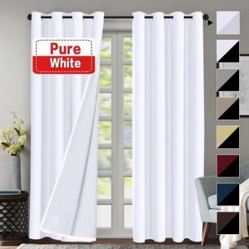 6. Blackout Curtain Pure White Thermal Insulated & Energy Efficiency Window Drapery