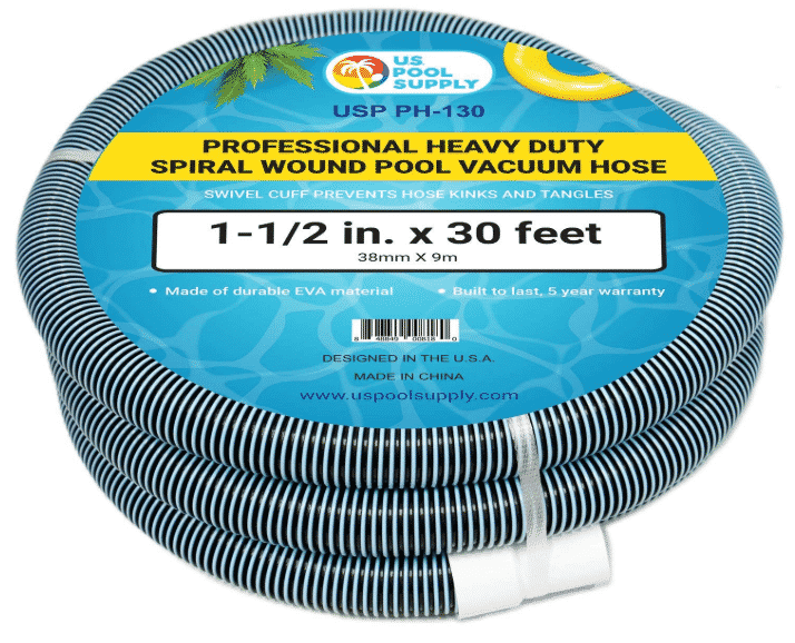 U.S. Pool Supply 1-1/2" x 30 Foot Professional Heavy Duty Spiral Wound Swimming Pool Vacuum Hose