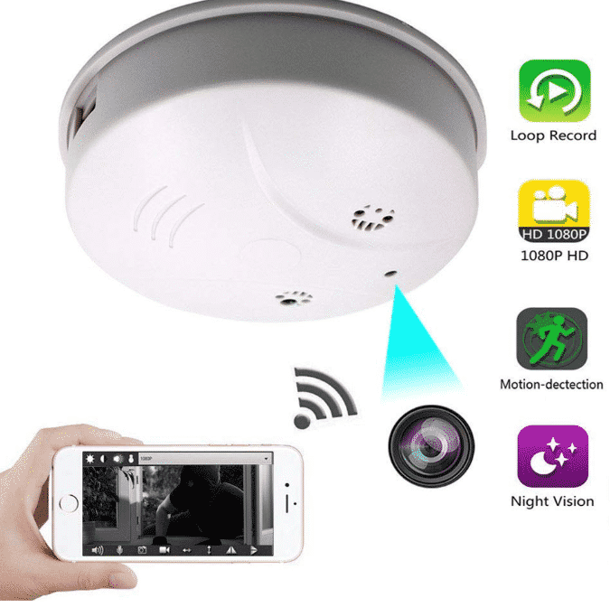 JLRKENG Wireless Night Vision Hidden Spy Camera Smoke Detector