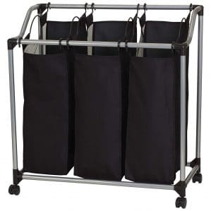 Household Essentials 9117 Triple Laundry Sorter on Wheels