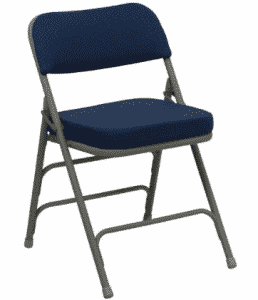 Flash Furniture HERCULES Series Premium Curved Triple Braced & Double Hinged Navy Fabric Metal Folding Chairs
