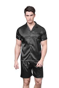 TONY AND CANDICE Men's Short Sleeve Satin Pajama Set with Shorts