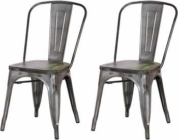 8. Adeco Metal Stackable Dining Bistro Cafe Side Chairs