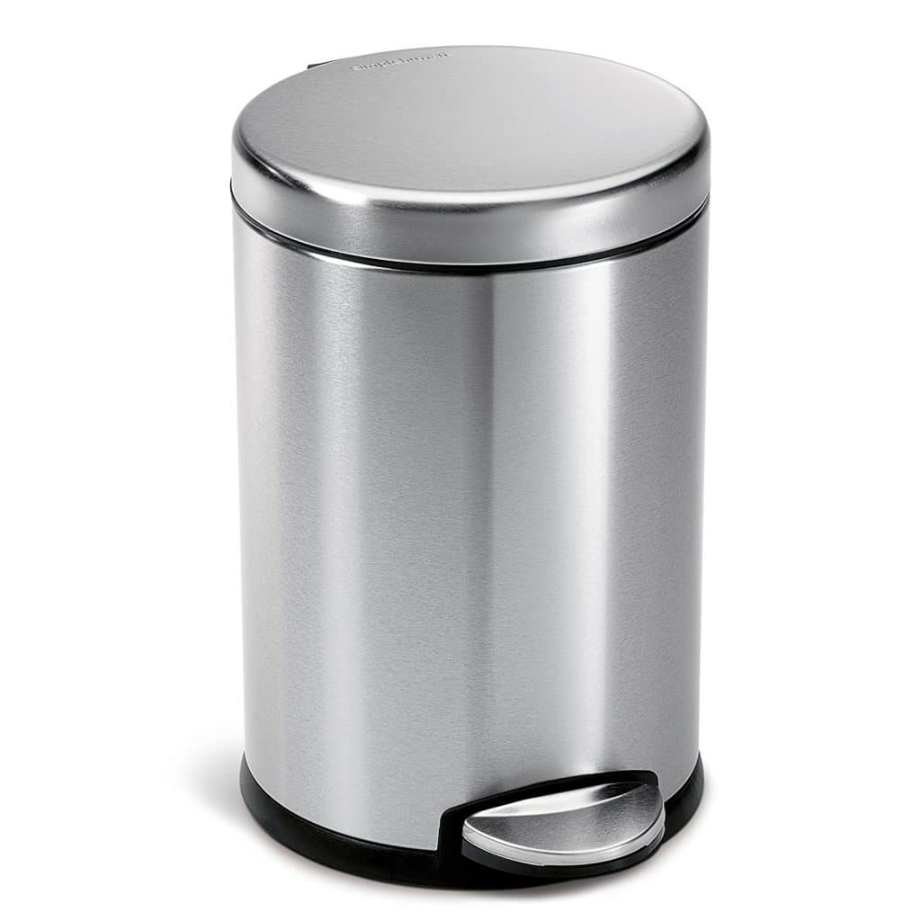 simplehuman Mini Round Step Trash Can, Stainless Steel