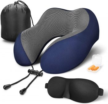 MLVOC Travel Pillow 100% Pure Memory Foam Neck Pillow