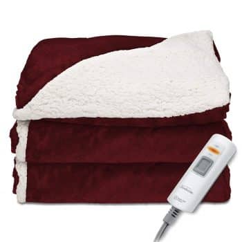 Sunbeam Reversible Sherpa/Mink Heated Throw Blanket