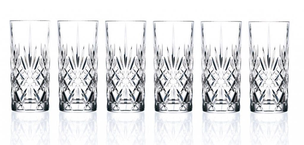 Lorren Home Trends Crystal Melodia Collection High Ball Glass Set of 6