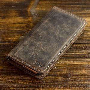 2. Pegai Personalized Magnetic Distressed Leather iPhone Wallet Case