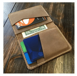 Handmade Distressed Leather Minimalist Bifold Wallet