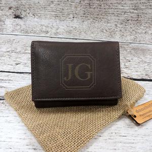 4. Brown Genuine Leather Tri-Fold Personalized Mans Wallet Black