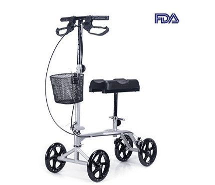 CO-Z Steerable Foldable Knee Walker Roller Scooter with Basket, 8" Antiskid Rubber Wheels