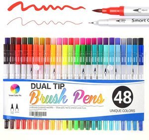 5. Journal 48 Colors Dual Tip Brush Pens by Smart Color Art