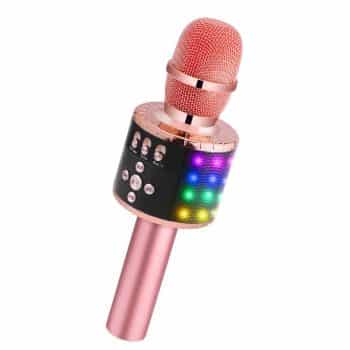 BONAOK Wireless Bluetooth Karaoke Microphone with Multi-color LED Lights