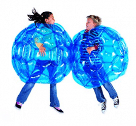 HearthSong Set of 2 Blue BBOP Buddy Bumper Ball Inflatable Blow Up Giant Wearable Body Bubble Zorb Soccer Suit Heavy Duty Durable