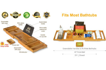 2. Bath Dreams Bamboo Bathtub Caddy Tray with Extending Sides