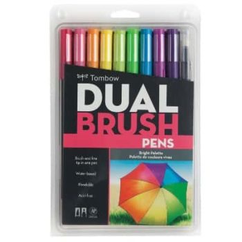 #1. Dual Brush Pen Art Markers, Bright, 10-Pack