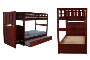 1. Discovery World Furniture Staircase Bunk Bed with Trundle, Twin over Twin (Merlot)