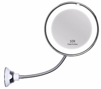 #10. Flexible Gooseneck 10x Magnifying LED Lighted Makeup Mirror