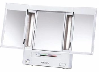 #2. Tri-Fold Two-Sided Lighted Makeup Mirror