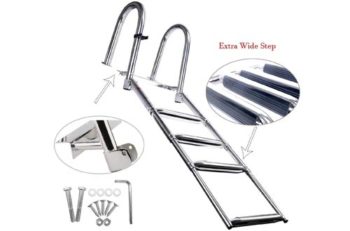 2. Amarine Folding Rear Entry Pontoon Boat Ladder with Extra Wide Step