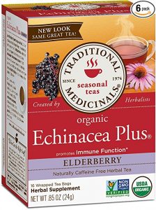 3. The Organic Echinacea Plus Elderberry Tea – The best herbal tea to improve immune function, to treat colds, flues and common infections.