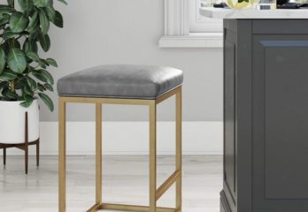 6. Nathan James Nelson Bar Stool with Leather Cushion and Metal Base