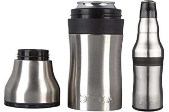 6. Orca Rocket Vacuum-Insulated Stainless Steel Bottle & Can Koozie